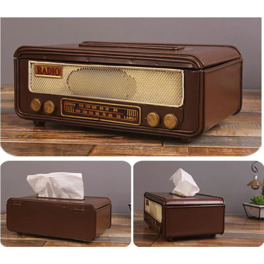 🎁Retro-Radio-Form Taschentuchbox – Papiertuch- & Serviettenhalter für Zuhause, Bar, Büro