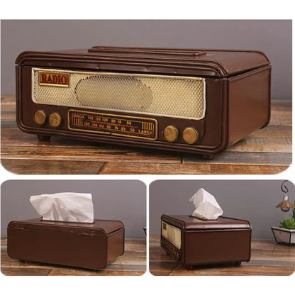 🎁Retro-Radio-Form Taschentuchbox – Papiertuch- & Serviettenhalter für Zuhause, Bar, Büro