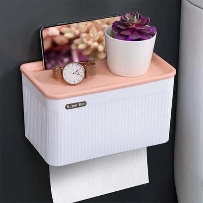 🚿Wasserdichter Toilettenpapierhalter – Wandmontage mit Aufbewahrungsbox