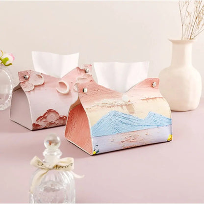 🎀 Kreative Pinke Leder-Taschentuchbox – 🎀 Langlebige Papiertuchaufbewahrung