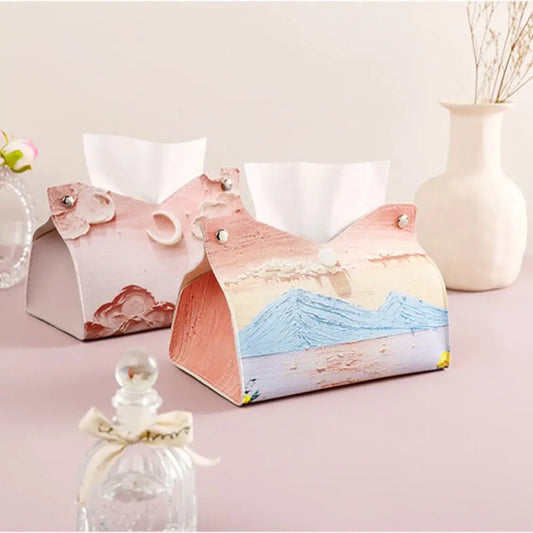 🎀 Kreative Pinke Leder-Taschentuchbox – 🎀 Langlebige Papiertuchaufbewahrung